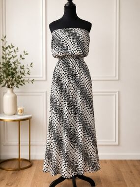 Michele Black and White Strapless Maxi Dress
